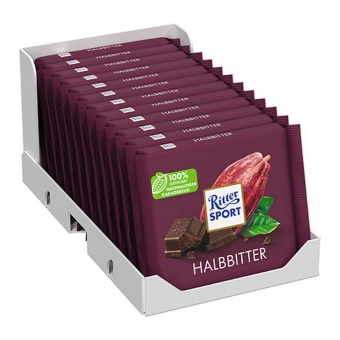 Ritter Sport - Dark Chocolate - 12x 100g