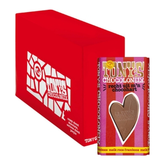 Tony's Chocolonely - Gifting bar: Straight from my chocolate heart (Milk rose raspberry) - 15x 180g