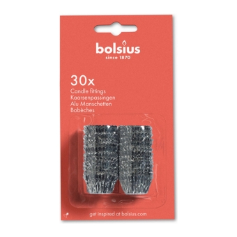 Bolsius - Aluminum candle holders, silver-colored - 24 x 30 pieces
