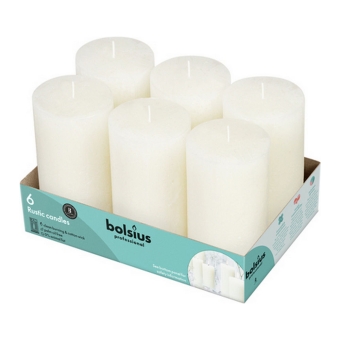 Bolsius - Rustic Pillar Candles 130/68 - Soft Pearl - 6 pieces