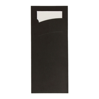 Bestekzakje - Pochette Zwart - Wit Servet - 600 stuks