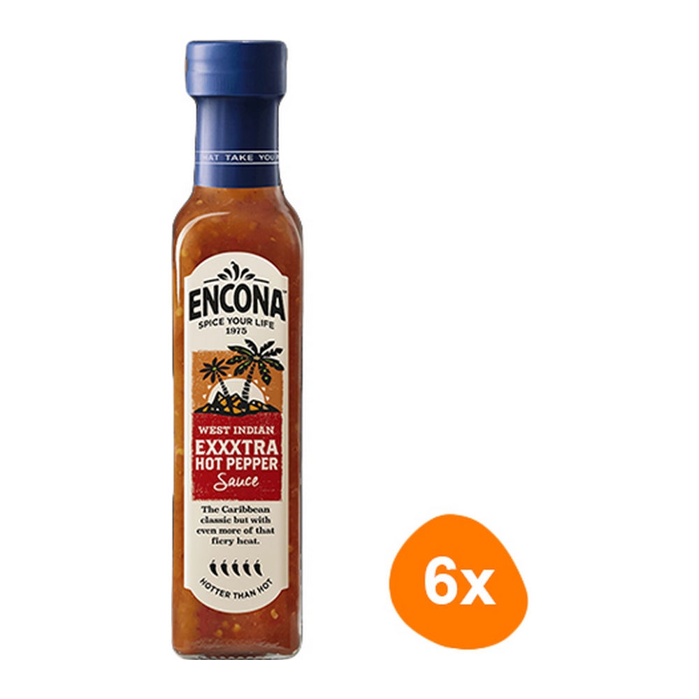 Encona - West Indian Exxxtra Hot Pepper Sauce - 6x 142ml