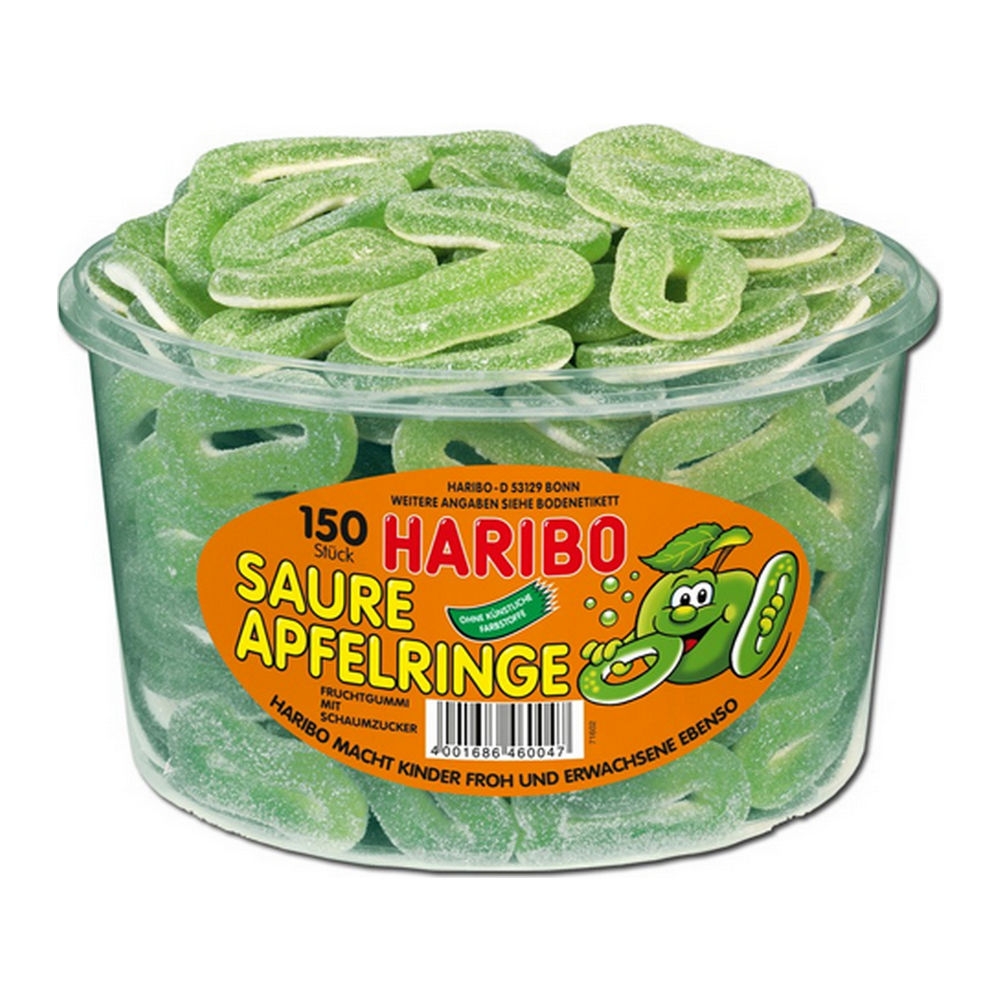 Haribo - Sour Apple Rings - 150 pieces