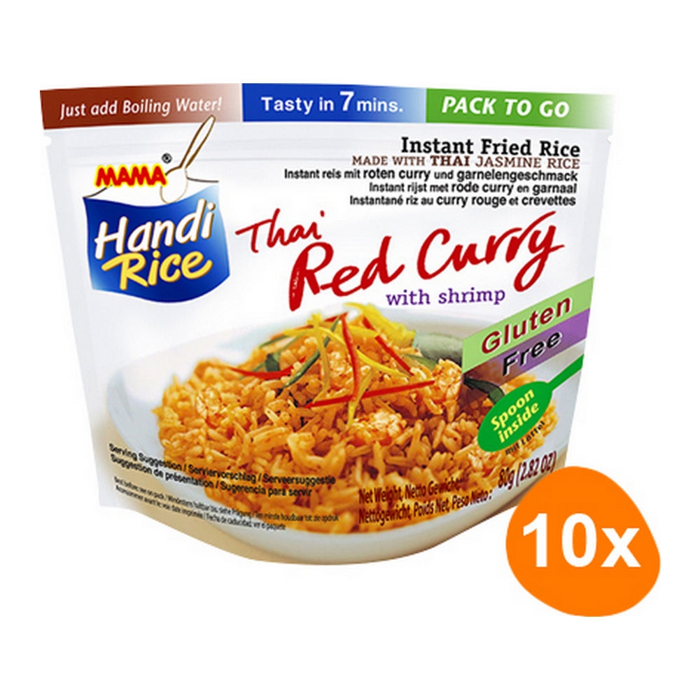 Mama Handi Rice - Instant Fried Rice Thai Red Curry with shrimp - 10 bags