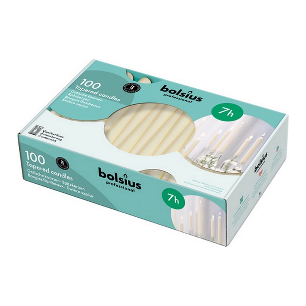 Bolsius Tapered Candles 10 Inch Ivory 7 Hour Burn Pack of 100 NWT7938