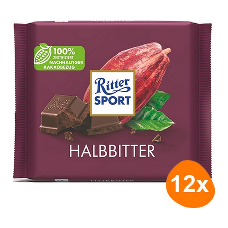 Ritter Sport - Dark Chocolate - 12x 100g