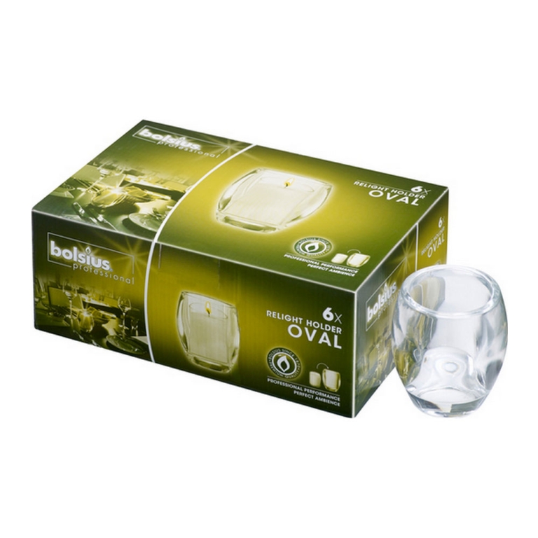 Bolsius - Relight Holder Oval - Transparent - 6 pieces
