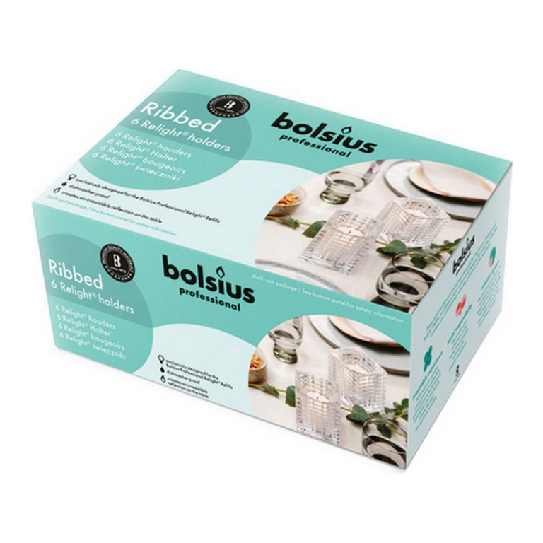 Bolsius - Professional Relight Holder Ribbed Transparent - 6 pieces