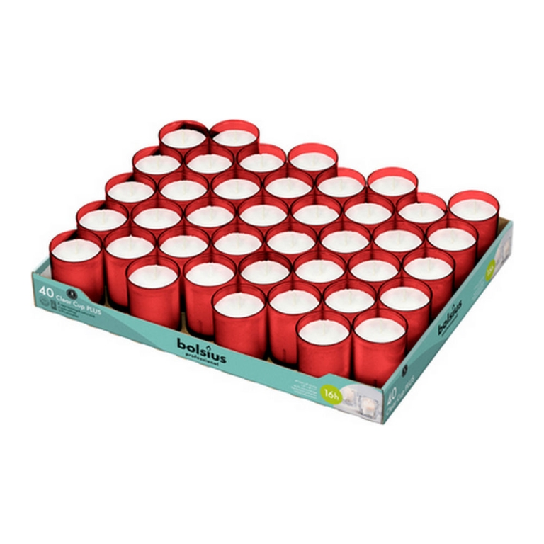 Bolsius - Clear Cup Plus - Red - 40 pieces
