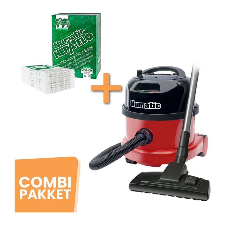 Combination deal - Numatic - Vacuum cleaner PPR240-11 Red - Vacuum cleaner bag NVM-1CH Hepa 10 pieces