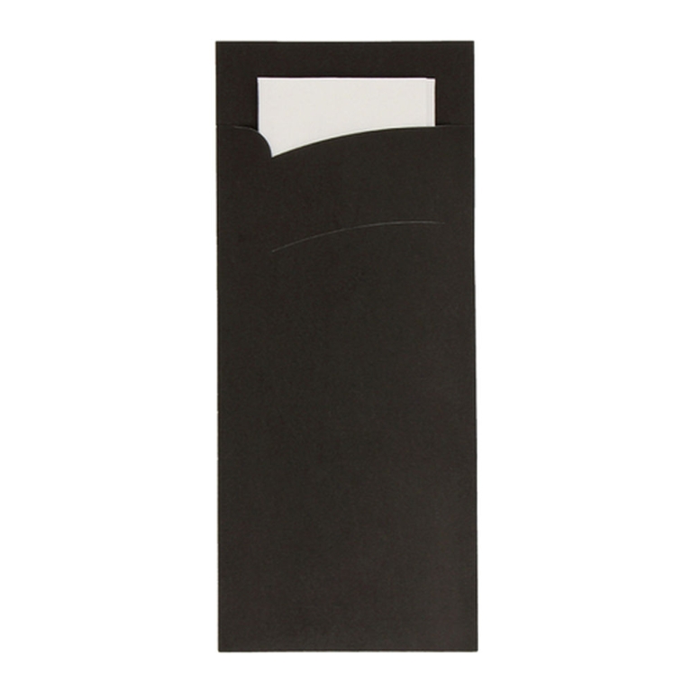 Bestekzakje - Pochette Zwart - Wit Servet - 600 stuks