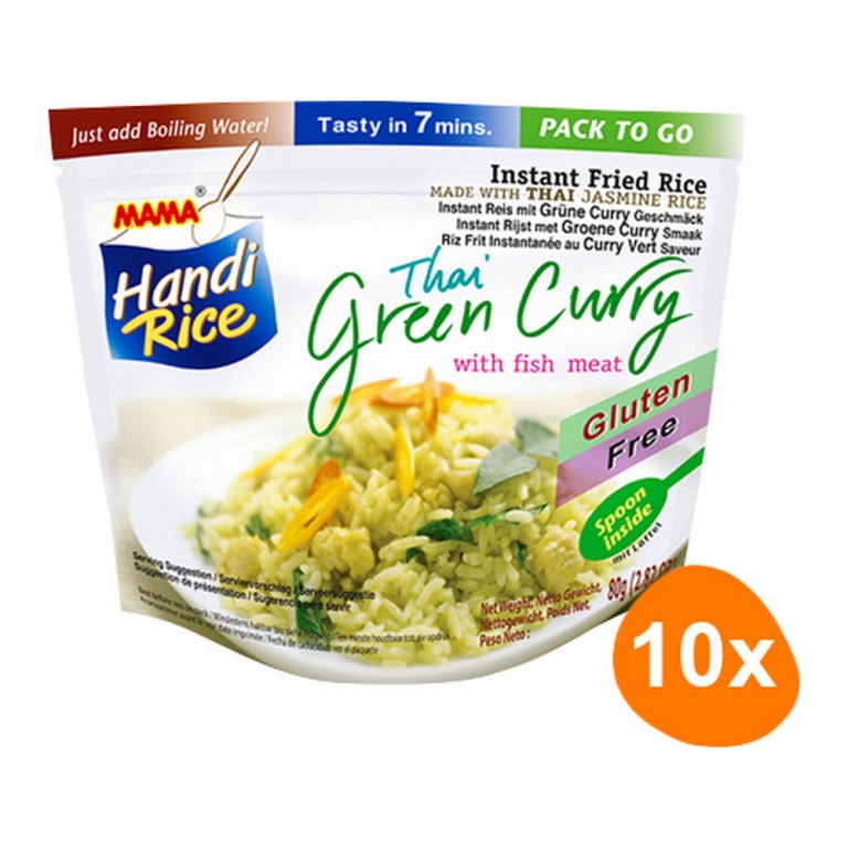 Mama Handi Rice - Instant Fried Rice Thai Green Curry with Fish Meat - 10 bags
