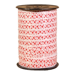 Ribbon - White with Malo Mini Hearts - 10 mm x 230 m - Per roll